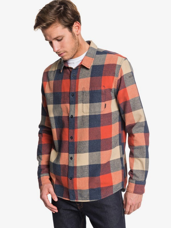 quiksilver, Motherfly Flannel Long Sleeve Shirt, BURNT BRICK MOTHERFLY (mpm1) 0 Motherfly Flannel Long Sleeve Shirt Pink EQYWT03918 Quiksilver