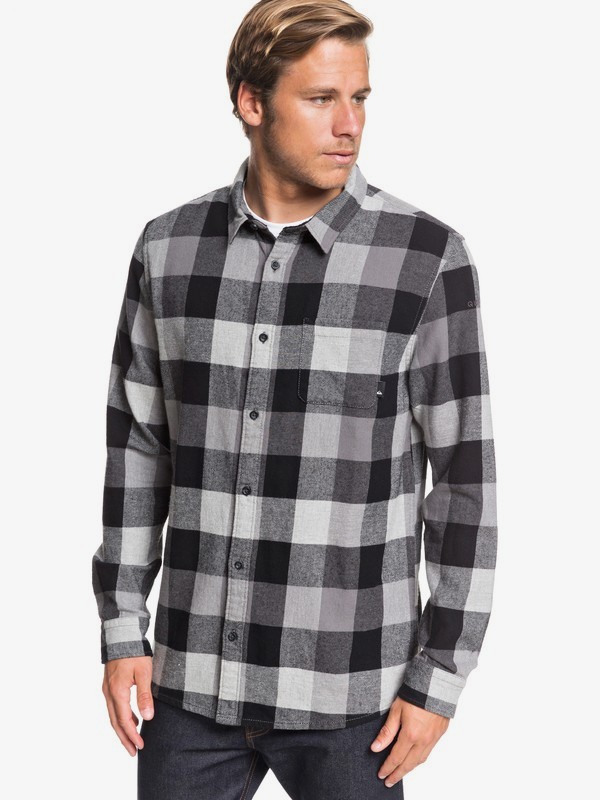 quiksilver, Motherfly Flannel Long Sleeve Shirt, LIGHT GREY HEATHER MOTHERFLY (sjs1) 0 Motherfly Flannel Long Sleeve Shirt Grey EQYWT03918 Quiksilver