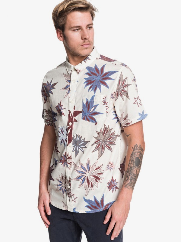 quiksilver, South Nights Short Sleeve Shirt, ANTIQUE WHITE SOUTH NIGHTS (wcl6) 0 South Nights Short Sleeve Shirt White EQYWT03923 Quiksilver