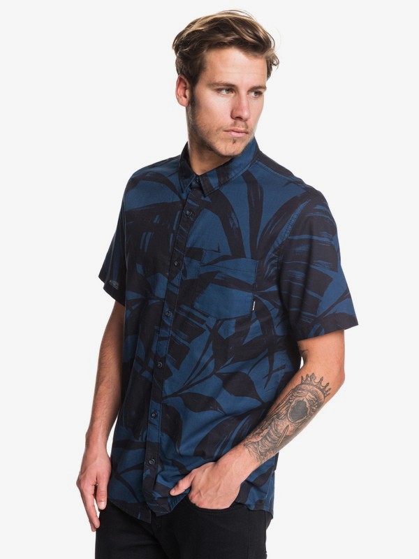quiksilver, Steel Breeze Short Sleeve Shirt, MOONLIT OCEAN STEEL BREEZE (byk6) 0 Steel Breeze Short Sleeve Shirt Blue EQYWT03924 Quiksilver