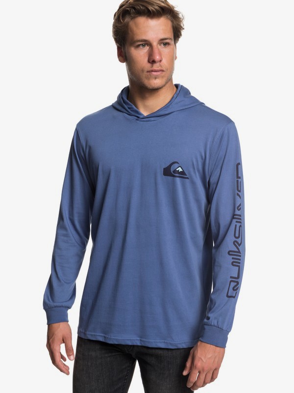 quiksilver, Vice Versa Long Sleeve Hooded Tee, BIJOU BLUE (bng0) 0 Vice Versa Long Sleeve Hooded Tee Blue EQYZT05169 Quiksilver