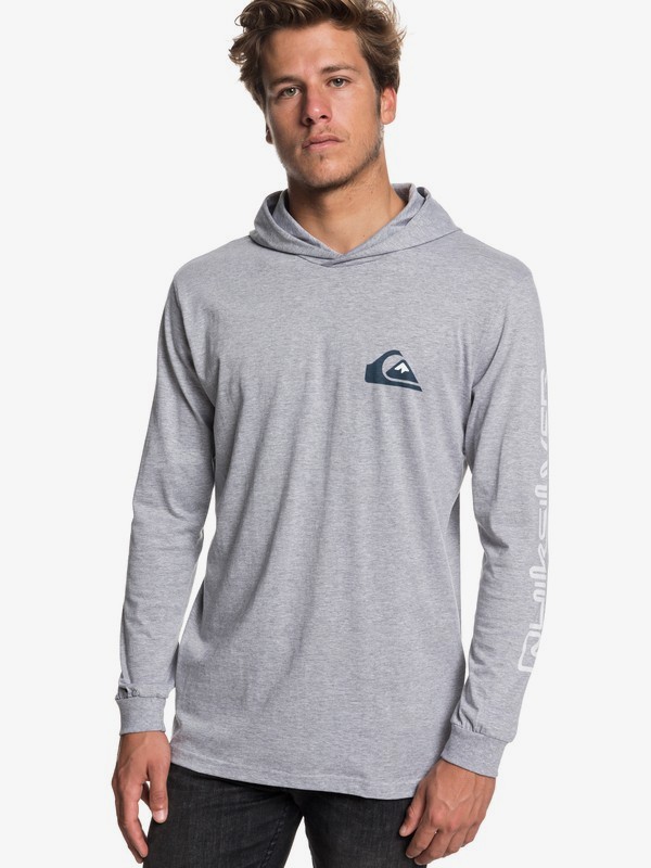 quiksilver, Vice Versa Long Sleeve Hooded Tee, ATHLETIC HEATHER (sgrh) 0 Vice Versa Long Sleeve Hooded Tee Grey EQYZT05169 Quiksilver