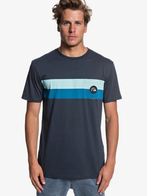 quiksilver, Season Stripe Tee, BLUE NIGHTS (bst0) 0 Season Stripe Tee Blue EQYZT05220 Quiksilver