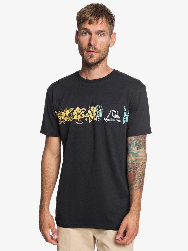 quiksilver, Футболка с карманом Tea Stripe, BLACK (kvj0) 0 Футболка с карманом Tea Stripe Черный EQYZT05221 Quiksilver