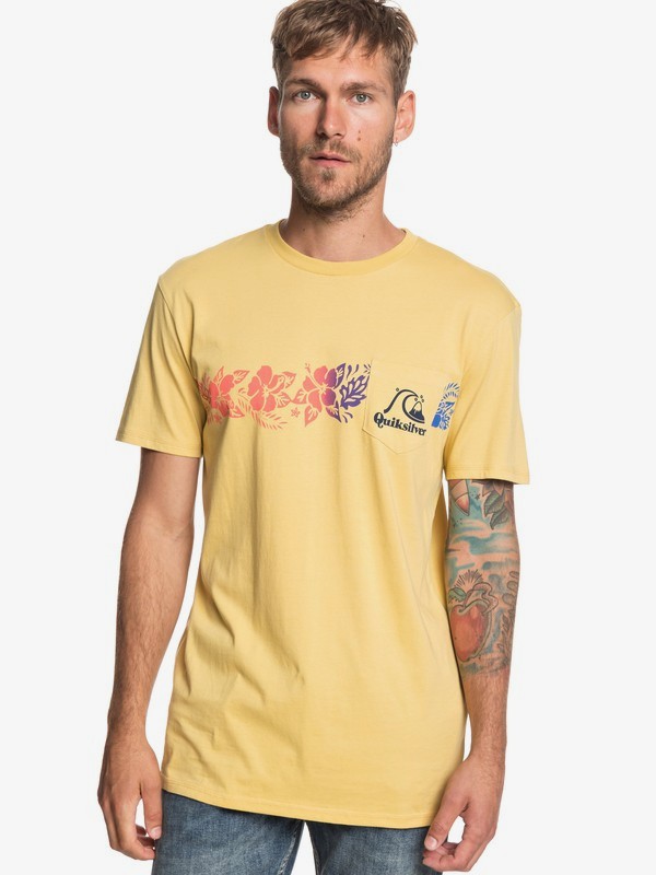 quiksilver, Футболка с карманом Tea Stripe, RATTAN (yhp0) 0 Футболка с карманом Tea Stripe Желтый EQYZT05221 Quiksilver