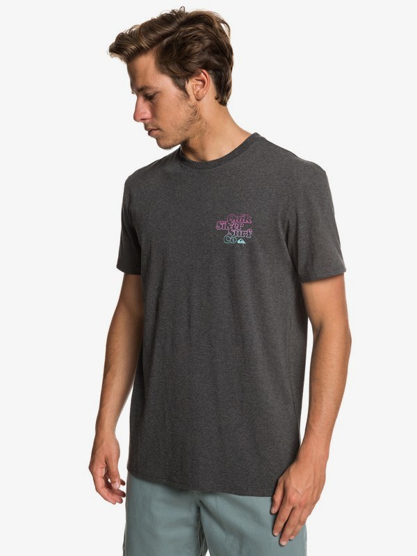 quiksilver, Double Stacked - T-shirt pour Homme, CHARCOAL HEATHER (ktah) 0 Double Stacked - T-shirt pour Homme Noir EQYZT05230 Quiksilver