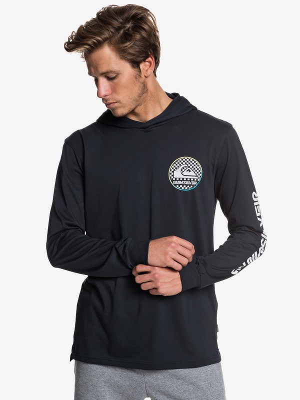 quiksilver, Check This Long Sleeve Hooded Top, BLACK (kvj0) 0 Check This Long Sleeve Hooded Top Black EQYZT05235 Quiksilver