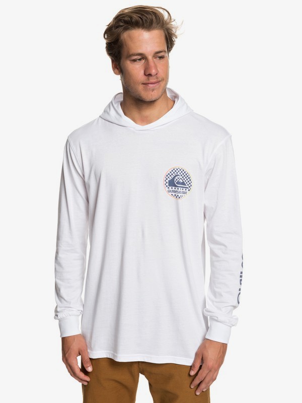 quiksilver, Check This Long Sleeve Hooded Top, WHITE (wbb0) 0 Check This Long Sleeve Hooded Top White EQYZT05235 Quiksilver