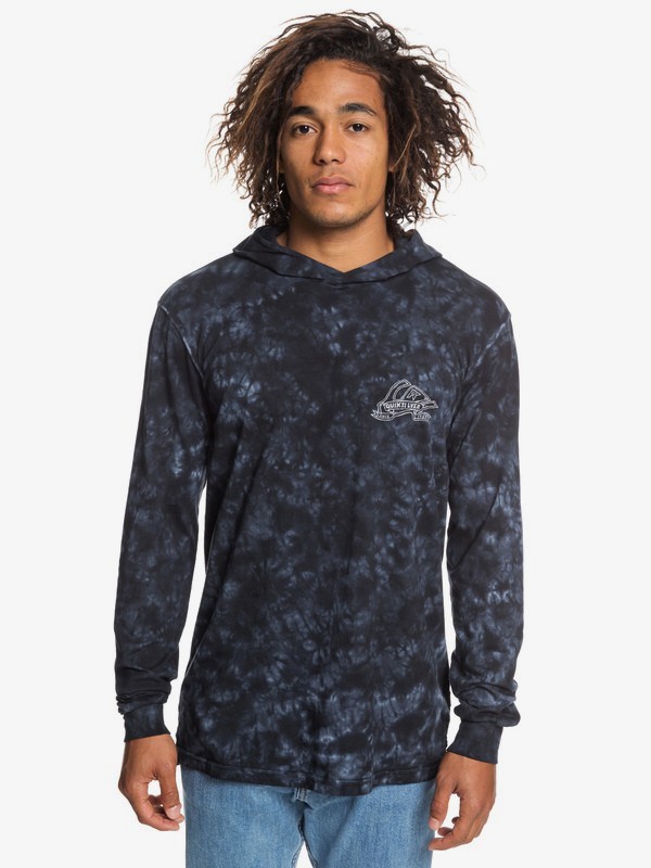quiksilver, Smoker Tie Dye Long Sleeve Hooded Top, BLACK (kvj0) 0 Smoker Tie Dye Long Sleeve Hooded Top Black EQYZT05236 Quiksilver