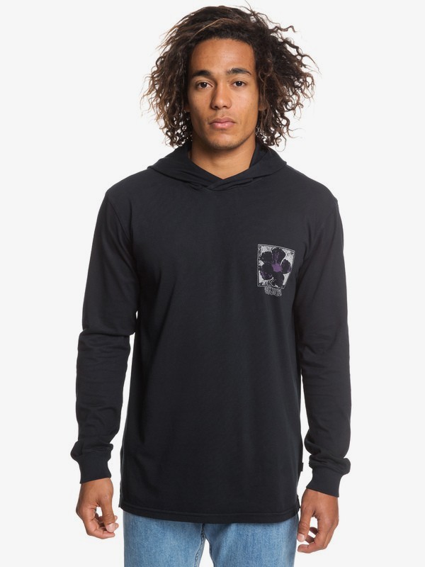 quiksilver, Sour Flower - Top de Manga Larga con Capucha para Hombre, BLACK (kvj0) 0 Sour Flower - Top de Manga Larga con Capucha para Hombre EQYZT05254 Quiksilver