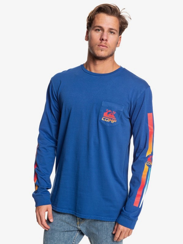 quiksilver, St Comp Factory - Camiseta de Manga Larga con Bolsillo para Hombre, COMP BLUE (bsb0) 0 St Comp Factory - Camiseta de Manga Larga con Bolsillo para Hombre Azul EQYZT05342 Quiksilver