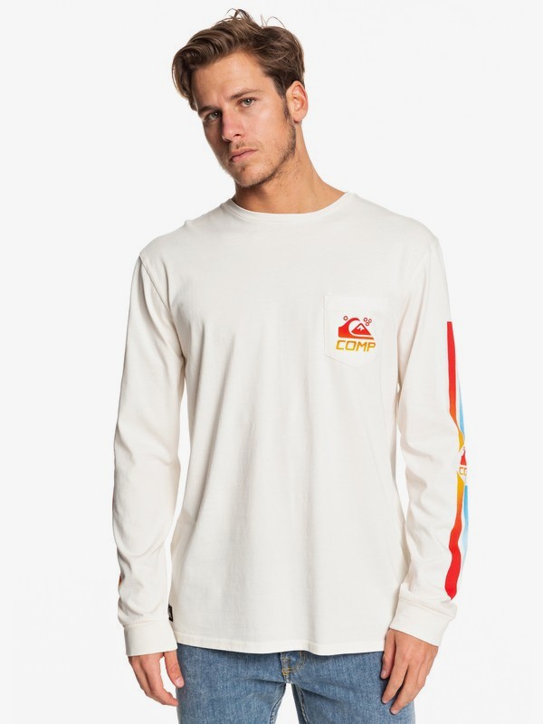 quiksilver, St Comp Factory - Langarm-T-Shirt mit Tasche für Männer, GARDENIA (wby0) 0 St Comp Factory - Langarm-T-Shirt mit Tasche für Männer Weiss EQYZT05342 Quiksilver