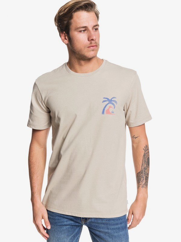 quiksilver, Lonely Palm Tee, PURE CASHMERE (clb0) 0 Lonely Palm Tee Brown EQYZT05445 Quiksilver