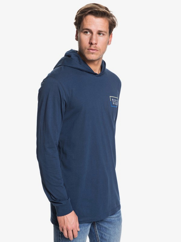 quiksilver, Clued Up Hooded Long Sleeve Tee, MOONLIT OCEAN (byk0) 0 Clued Up Hooded Long Sleeve Tee Blue EQYZT05451 Quiksilver