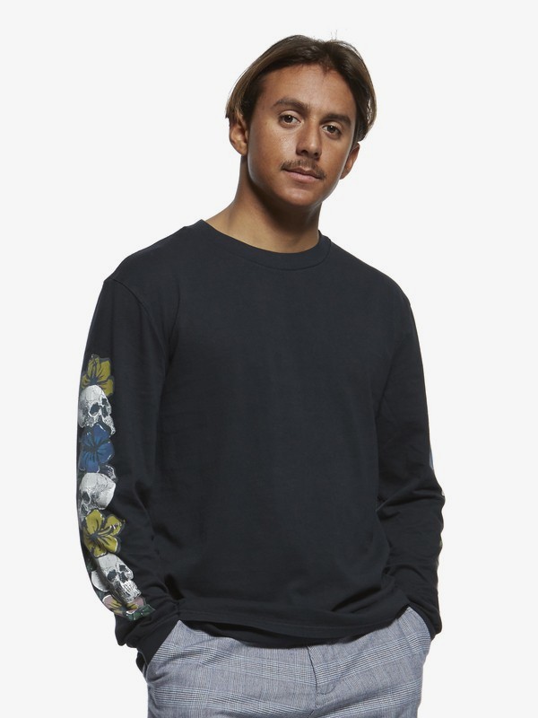 quiksilver, Originals Skull Chain Long Sleeve Tee, BLACK (kvj0) 0 Originals Skull Chain Long Sleeve Tee Black EQYZT05469 Quiksilver