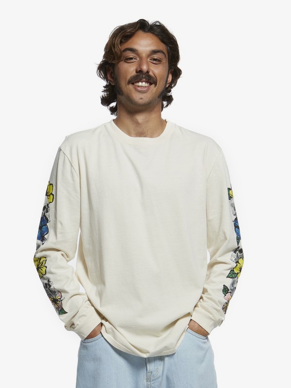 quiksilver, Originals Skull Chain Long Sleeve Tee, ANTIQUE WHITE (wcl0) 0 Originals Skull Chain Long Sleeve Tee White EQYZT05469 Quiksilver