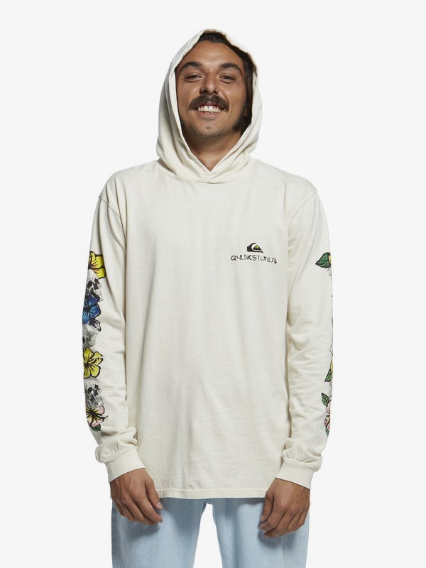 quiksilver, Originals Skull Chain Long Sleeve Hooded Tee, ANTIQUE WHITE (wcl0) 0 Originals Skull Chain Long Sleeve Hooded Tee White EQYZT05472 Quiksilver
