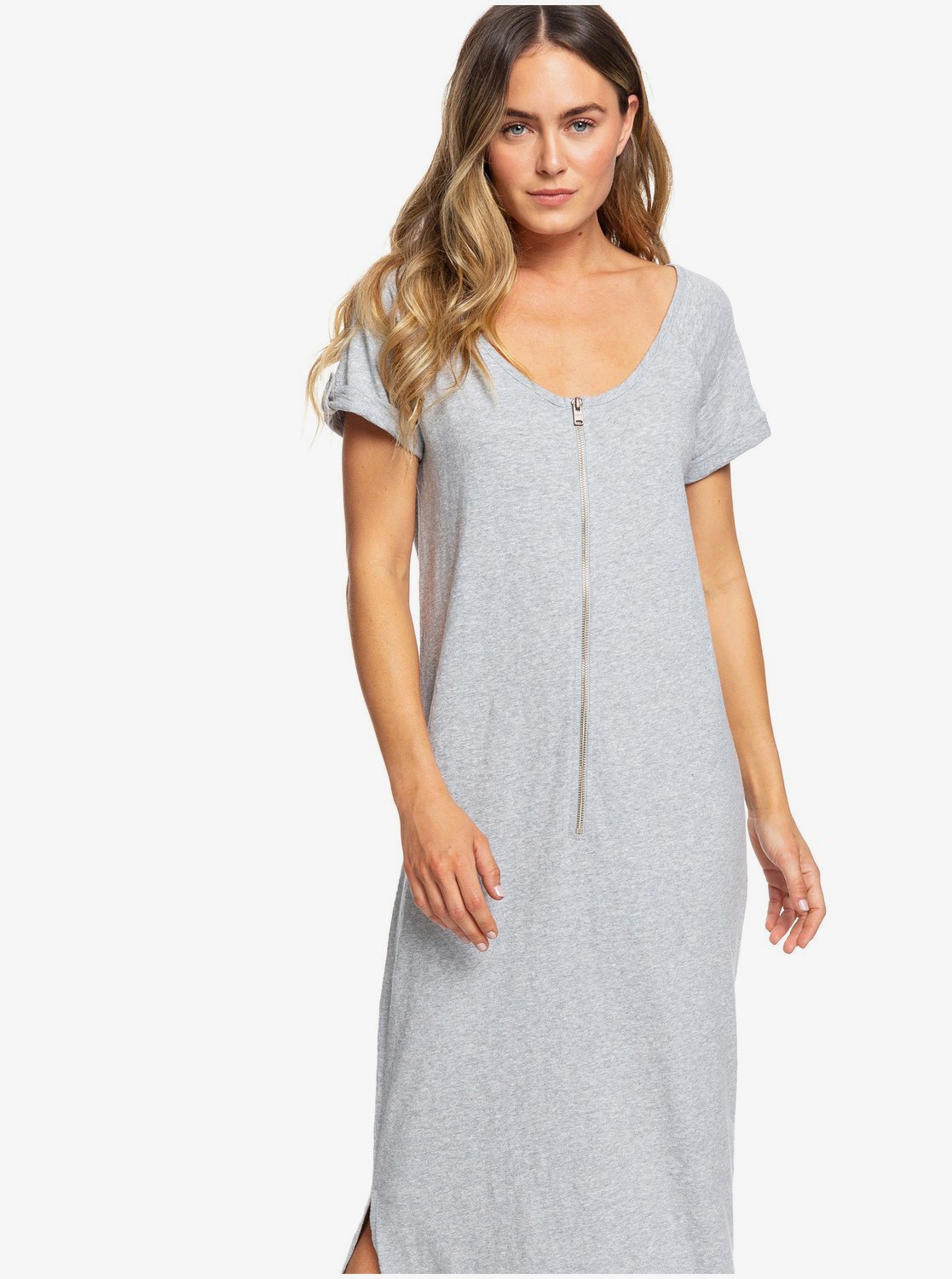 zip front t shirt dress