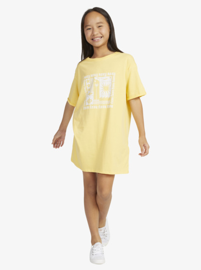 9 Girls 4-16 Sublime Landscape Short Sleeve T-Shirt Dress Yellow ERGKD03241 Roxy