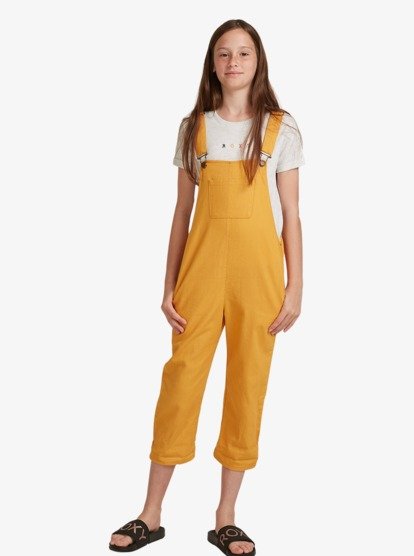 0 Girls 4-14 Free Fallin Linen Dungarees Yellow ERGWD03125 Roxy