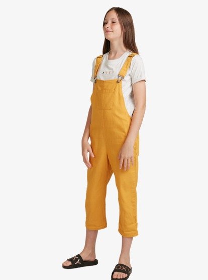 4 Free Fallin - Linen Dungarees for Girls 4-16 Yellow ERGWD03125 Roxy