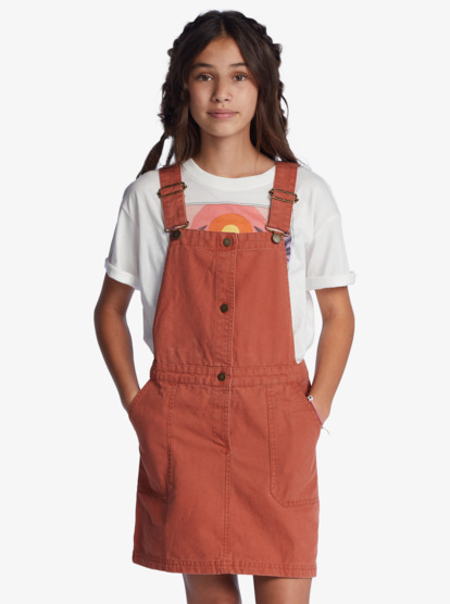 0 Girls 8-16 Meant To Be Pinafore Dress Brown ERGWD03200 Roxy