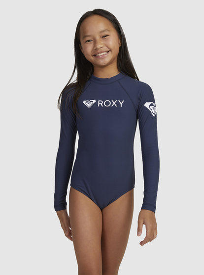 0 Girls 6-16 Heater Long Sleeve One-Piece Rashguard Blue ERGWR03366 Roxy