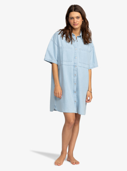 3 Pacific Night - Robe courte en jean pour Femme Bleu ERJDD03005 Roxy