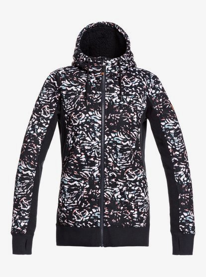 6 Frost Printed - Felpa tecnica con cappuccio e zip da Donna Black ERJFT04212 Roxy