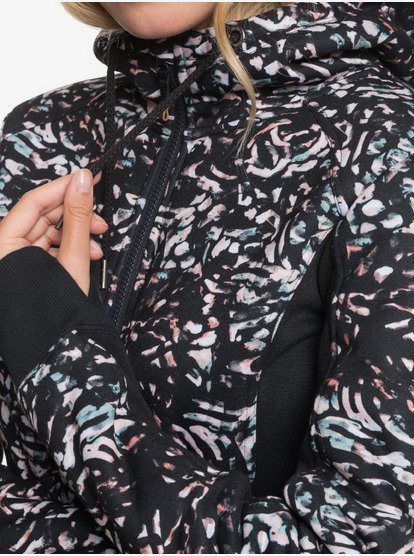 1 Frost Printed - Funktioneller Kapuzenpulli mit Reißverschluss für Frauen Schwarz ERJFT04212 Roxy