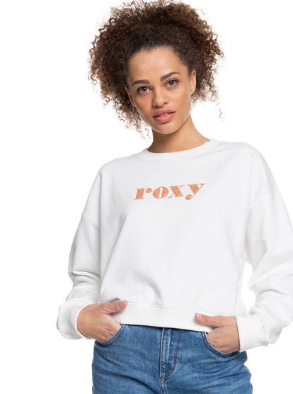 3 Womens Break Away Organic Fleece Jumper White ERJFT04394 Roxy