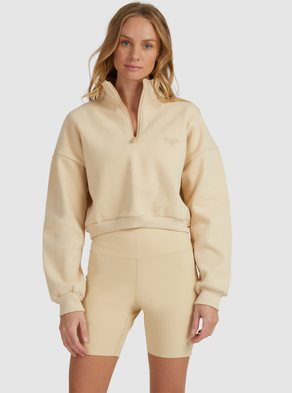 2 Kelia - Cropped Polo Neck Sweatshirt for Women Beige ERJFT04570 Roxy