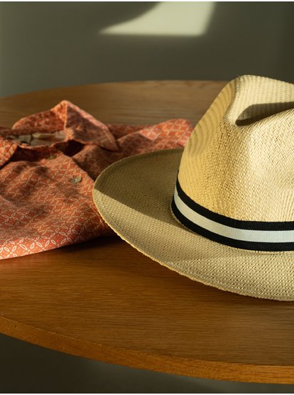 1 Here We Go - Straw Panama Hat Amarelo ERJHA03696 Roxy