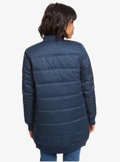 4 Fade Out - Water Repellent Longline Padded Bomber Jacket for Women Blue ERJJK03255 Roxy