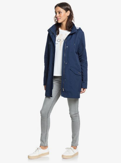 5 More Adventures - Manteau à capuche déperlant long pour Femme Bleu ERJJK03347 Roxy