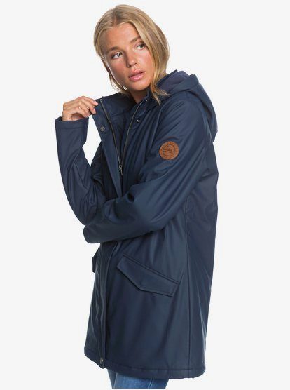 1 Downtown Calling - Waterproof Hooded Rain Coat for Women Blue ERJJK03399 Roxy