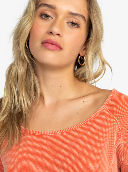 2 Boho Mind - Haut manches longues gaufré pour Femme Orange ERJKT04063 Roxy