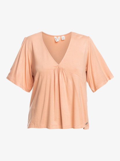 5 Just An Illusion - Top drapeado con cuello en V para Mujer Beige ERJKT04127 Roxy