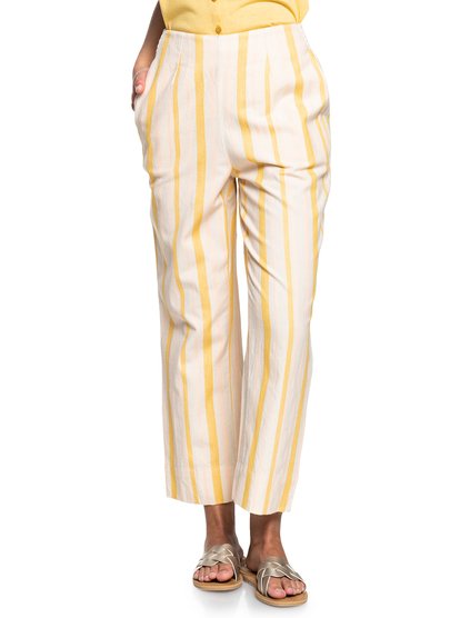 Yellow and white striped clearance trousers