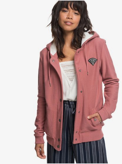 0 Wind Swept - Chaqueta abotonada con capucha para Mujer Rosa ERJPF03038 Roxy