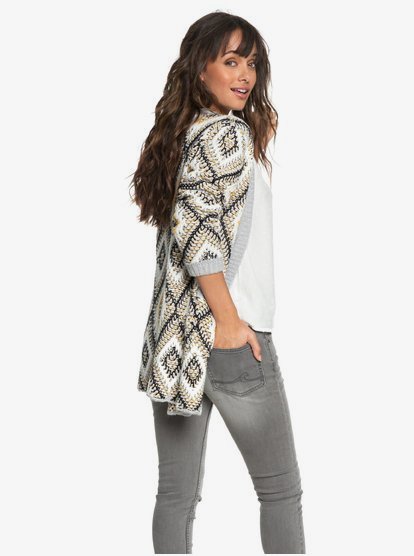 0 All Over Again - Knitted Cardigan for Women Grey ERJSW03291 Roxy