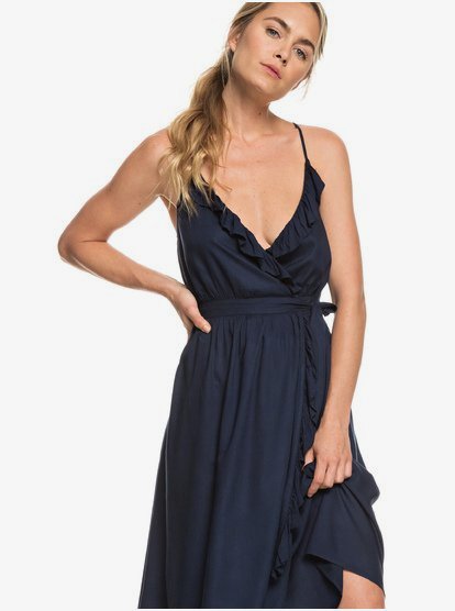 1 Rooftop Sunrise - Strappy Midi Wrap Dress for Women Azul ERJWD03304 Roxy