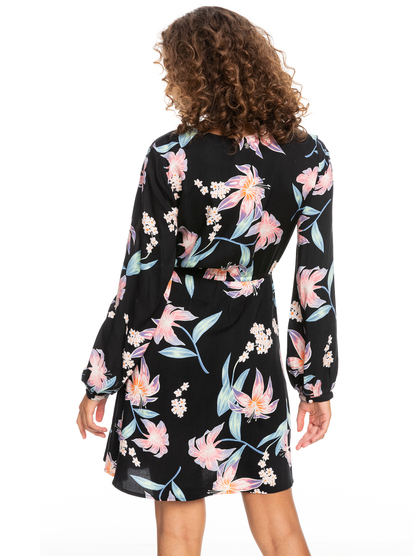 11 Party Waves Printed - Jurk met Lange Mouwen voor Dames Black ERJWD03672 Roxy