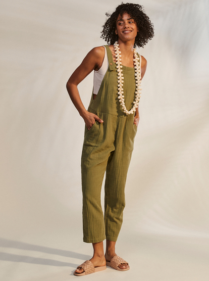 5 Beachside Love - Enkellange Jumpsuit met Bandjes voor Dames Green ERJWD03698 Roxy