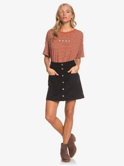 3 Warning Sign - Buttoned Corduroy Skirt for Women Black ERJWK03090 Roxy