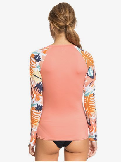 4 Swim The Sea - Long Sleeve Zip-Up UPF 50 Rash Vest Pink ERJWR03385 Roxy