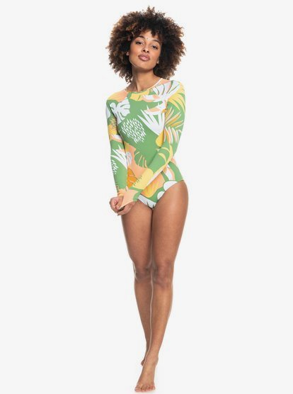 4 Wild Flowers - Long Sleeve UPF 50 One-Piece Swimsuit for Women Verde ERJWR03511 Roxy