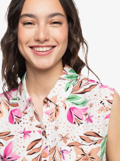 2 Tropical View - Camisa sem mangas para Mulher Branco ERJWT03619 Roxy