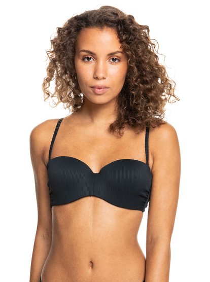 2 Roxy Love The Beach Vibe - Parte de cima de biquíni Bandeau para Mulheres jovens Preto ERJX304695 Roxy