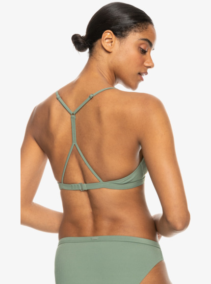 11 Roxy Pro The Cut Back - Top de Bikini Triangular para Mujer Verde ERJX305138 Roxy